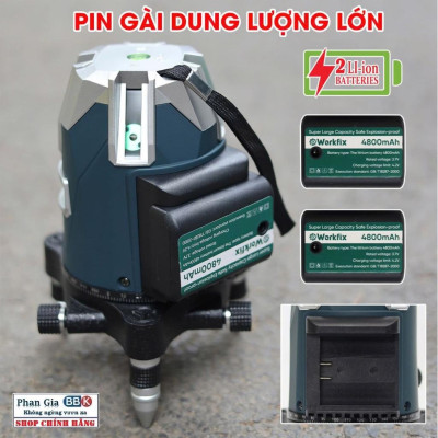 Máy cân mực laser WORKFIX WF-LS686, 5 tia xanh bóng LED siêu sáng, Phím cảm ứng