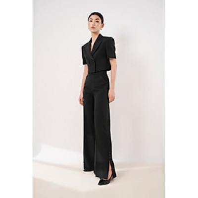 Set áo blazer croptop & quần suông ống loe AVERY thiết kế cao cấp WHITE CHIC