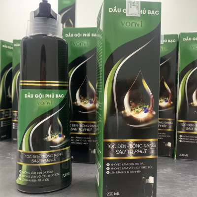 Dầu gội đen tóc VONVI tóc đen tự nhiên sau 10 phút tự phủ bạc dạng chai ấn 200 ml