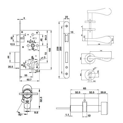 Bộ tay nắm nắp chụp tròn 125x55mm Hafele DIY - 499.63.802