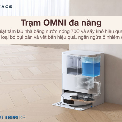 Robot Hút Bụi Lau Nhà Ecovacs T30s KR 11.000 Pa Giặt Nước Nóng, Xòe Giẻ, Chống Rối - Hàng Chính Hãng