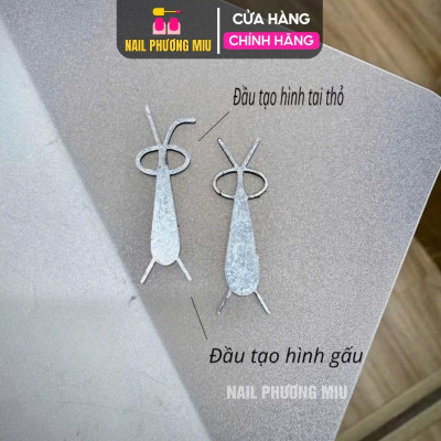 Thanh Đẩy Mắt Mèo Hình Tai Gấu Tai Thỏ Thẳng Cong (Dùng Với Nam Châm) Làm Nail, 2 Đầu Có Tai