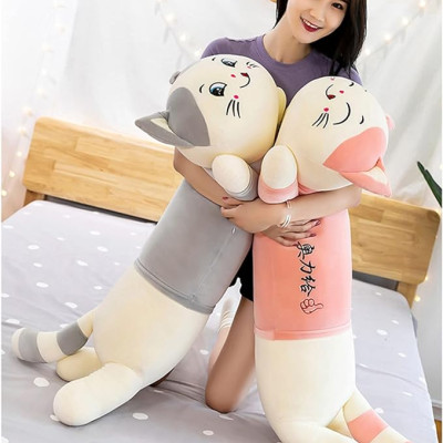 Thú nhồi bông mèo nhếch mép màu hồng - Size từ 75cm đến 1m1 - Quà tặng gấu bông mèo dễ thương.