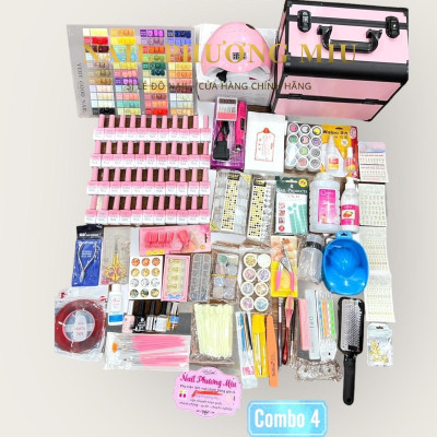 Combo Dụng Cụ Làm Móng Đầy Đủ Số 4, Bộ Phụ Kiện Làm Nail Chuyên Nghiệp Sơn Very Good Nail 44 Màu, Máy Hơ Sun 5, Cốp Nhôm Nữ