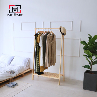 GIÁ TREO QUẦN ÁO CHỮ A HÀN QUỐC 1 TẦNG MÀU GỖ CAO 1M48 , A HANGER 1F 