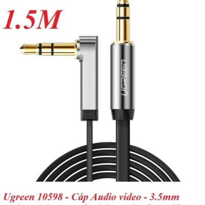 Ugreen UG10598AV119TK 1.5M màu Đen Cáp âm thanh 2 đầu 3.5mm dương đầu vuông góc mạ vàng - HÀNG CHÍNH HÃNG