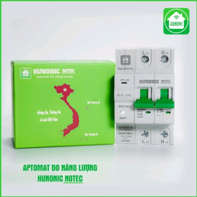 Aptomat 63A/220V Đo Năng Lượng Hunonic Notec Theo Dõi Lượng Điện Tiêu Thụ Điều Khiển Từ Xa Qua Wifi