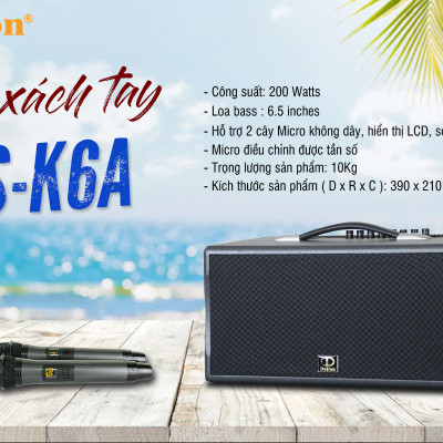 Loa karaoke di động Dalton PS-K6A công suất 200W, PIN 5 giờ, kích thước nhỏ gọn, tiện lợi [HÀNG CHÍNH HÃNG]-Bảo hành 1 năm
