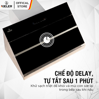 Máy hút mùi KIELER KL-SUPER998 công suất hút cao, không gây tiếng ồn, kiểu vát kính sang trọng, điều khiển bằng cử chỉ - Hàng Chính Hãng