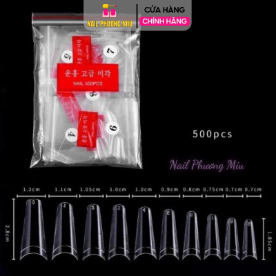 Túi Móng Nối Típ Hàn Quốc 500 Chiếc Nhiều Form Chuẩn Đẹp Làm Nail, 10 Size Nhựa Siêu Dẻo, Màu Đục Trong Tự Nhiên Cho Nàng Nữ