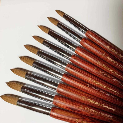 Cọ Đắp Bột Nail Super Linda Kolinsky England Cao Cấp Lông Chồn Mượt, Cán Gỗ Tự Nhiên Số 14 Số 16 Chuyên Làm Nail Sang Trọng