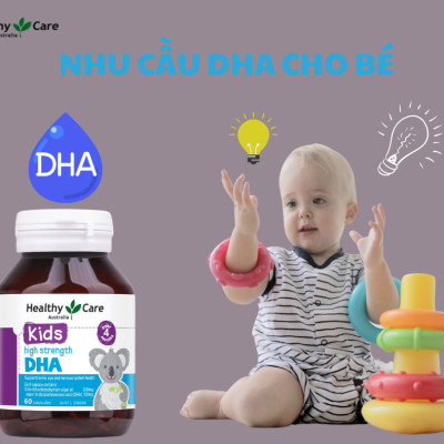 DHA cho bé từ 4 tháng - 12 tuổi Healthy Care Kids High Strength  - Úc, Giúp trẻ phát triển trí tuệ, thông minh, mắt sáng khỏe - QuaTangMe Extaste