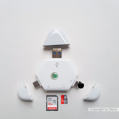 Đầu đọc thẻ nhớ SD, TF ( Micro SD ) đa năng 3in1 dùng cho iPhone, iPad, điện thoại Android, máy tính, PC, laptop