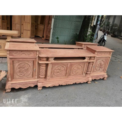 Kệ tivi cột nho gỗ hương đá. Hàng mộc và phun hoàn hiện