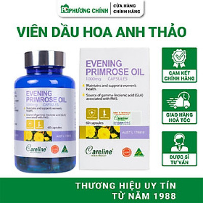 Viên Tinh Dầu Hoa Anh Thảo Úc Careline Evening Primrose Oil - Hỗ Trợ Tăng Cường Sức Khỏe, Làm Đẹp Da 60 Viên/Hộp