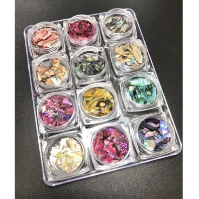 Xà Cừ Vân Đá Siêu Mỏng 12 Màu, Chất Liệu Ngọc Trai Sáng Bóng, 7g/Hũ Dành Cho Thợ Làm Nail  Nhà Nail Phương Miu khảm xà cừ việt nam