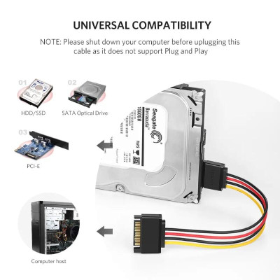 Ugreen UG50718US283TK 0.2M Cáp nguồn SATA 15 chân cao cấp - HÀNG CHÍNH HÃNG