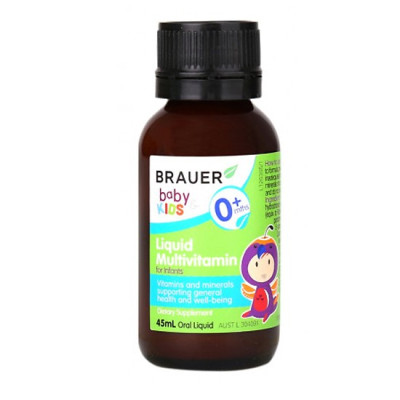 Vitamin tổng hợp Brauer Baby & Kids Liquid Multivitamin For Infant cho trẻ sơ sinh 0-12 tháng tuổi (45ml)