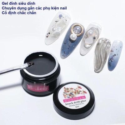 Gel Đính Đá Nail Stuck Drill Glue Gắn 8ml/hũ Đậm Đặc Nhanh Khô, chai Sơn Gel Keo Gắn Đá Móng trong suốt Siêu Chắc Độ Dính Cao - Nail Phương Miu