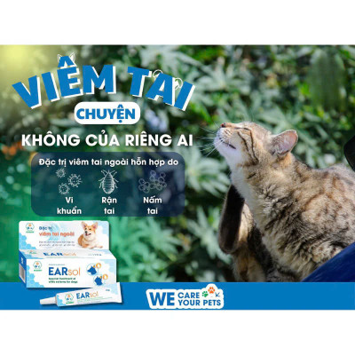 BOSSEN - EARSOL Hỗ trợ giảm Viêm Tai Ngoài hỗn hợp cho Chó Mèo - Tuýp 10g