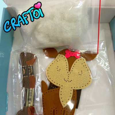 KIM NHỰA Bộ Thủ Công Trẻ Tự Làm Thú Bông 5+ DEER DAISY BOW Craftoi Felt Sewing toy prepunched holes plastic needle