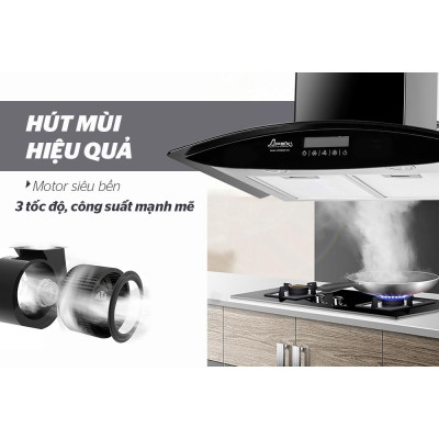 Máy hút mùi kính cong Sunhouse APEX APB6680-70C, Công suất motor 200W, Điều khiển cảm ứng, Có than hoạt tính khử mùi,  Hàng chính hãng - Bảo hành 18 tháng tại nhà