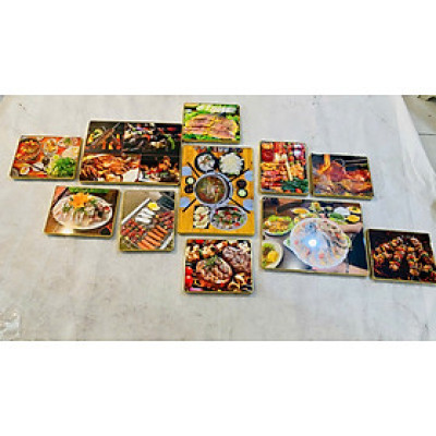 (Ảnh thật) Tranh treo tường tráng gương trang trí món ăn quán lẩu và nướng