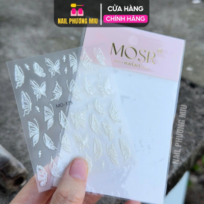 Sticker 5D Bướm Phản Quang Cánh To MO375 Làm Nail Dán Móng Siêu Xinh, Hình Dán Móng Ánh Ngọc Trai Bướm Nổi MOSR Trang Trí Móng Hàn Quốc