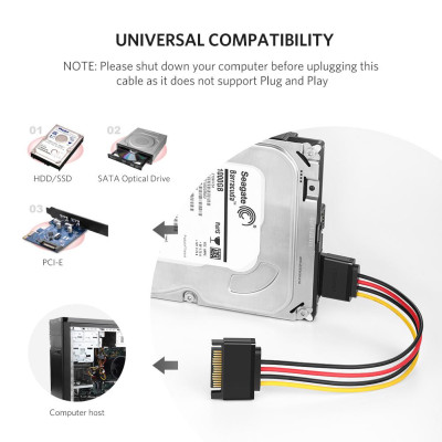 Ugreen UG50718US283TK 0.2M Cáp nguồn SATA 15 chân cao cấp - HÀNG CHÍNH HÃNG