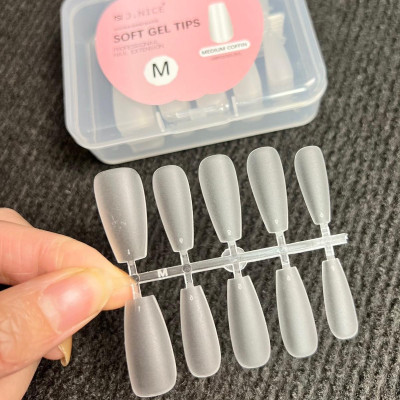 Hộp 100 Móng Úp Nhám Trong JNICE Đủ Form Bầu Nhọn Thang Làm Nailbox Tiện Lợi Size S, M Theo Vỉ 10 Móng Nữ Women dụng cụ nail box