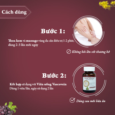 Kem Thoa Giãn Tĩnh Mạch Hỗ Trợ Giảm Đau, Sưng, Phù Chân Vascovein (tuýp 50g)