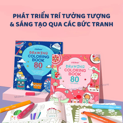 Sách tô màu cho bé gái, bé trai Mideer Drawing Coloring tranh tô màu cao cấp