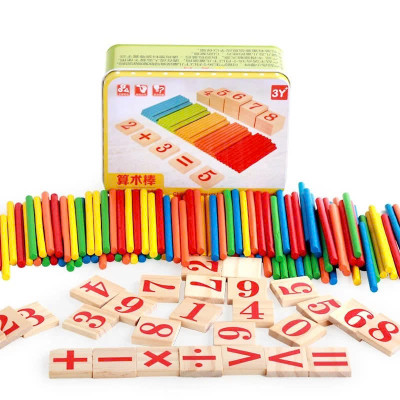 Đồ Chơi Gỗ Bộ 100 Que Tính Học Toán Cho Bé Kèm 2 Bộ Số Và Bộ Dấu