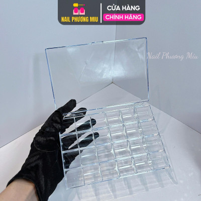 Khay Mica 24 Ô Đựng Charm Đá Nail, Nhựa Cao Cấp, Trong Suốt, Dễ Mang Theo Tiện Lợi, Gọn Nhẹ, Làm Nail Chuyên Nghiệp Lắp Ráp