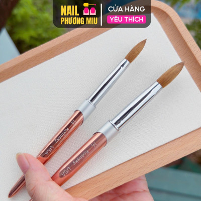 Cọ Đắp Bột Lông Chồn Cao Cấp KOLINSKY USA Màu Nâu Vàng Số 14, 16 (Kèm Hộp) Làm Nail Chuyên Dụng Tạo Hình Móng Bột, Đầu Cọ Mềm Ngậm Nước Tốt