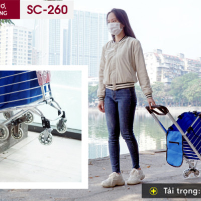 Xe đẩy hàng đi chợ siêu thị leo cầu thang gấp gọn đa năng FUJIHOME SC-260