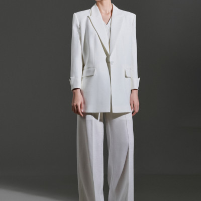 Áo blazer vai rộng, cổ 2 ve tay lỡ dài màu trắng TOVE thiết kế cao cấp WHITE CHIC