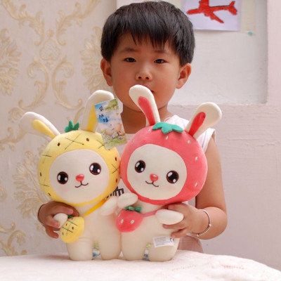 Gấu bông thỏ đầu trái cây đeo túi siêu mềm dễ thương (40cm) vải miniso mềm mại êm ái hàng cao cấp, an toàn cho trẻ nhỏ