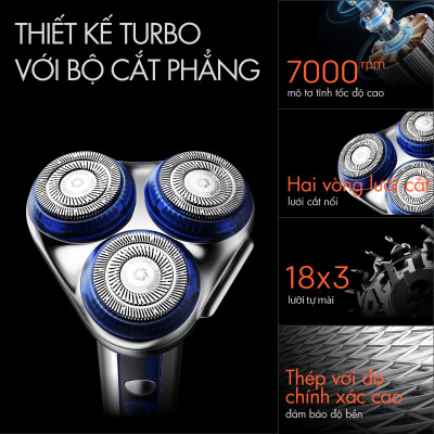 Máy cạo râu coocaa Lightsaber KKGJ031-Chuyên Gia Cạo Râu, Thiết Kế Turbo Với Bộ Cắt Phẳng, Mạ Kim Loại, Chống Nước IPX7 - Hàng Chính Hãng