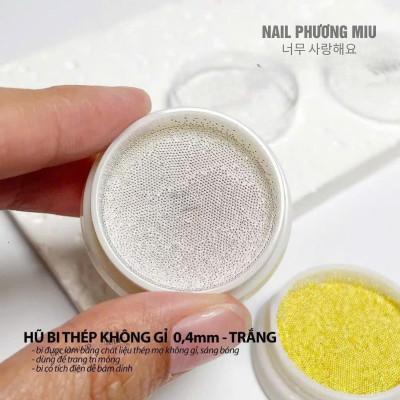Khay Bi Tròn Mini 0.4mm Màu Trắng Bạc Vàng ANGELICA Làm Nail Bằng Thép Mạ Không Gỉ Sáng Bóng, Dễ Bám Dính Size Siêu Nhỏ Chuyên Dùng Trang Trí Móng