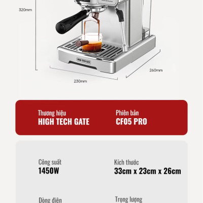 Máy pha cà phê espresso CF05 PRO chuyên nghiệp toàn diện DIY, giảm áp tự động an toàn nâng cấp, Hàng Chính Hãng