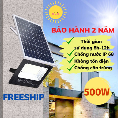 Đèn  Năng Lượng Mặt Trời ,Đèn Pha Năng Lượng Mặt Trời IP67,Vỏ Nhôm Đúc, Sáng Liên Tục 500W Chống Nước Cao Cấp  nhập khẩu