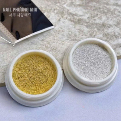 Set Bi Tròn Vàng Bạc Mix Size Kim Loại Không Gỉ Bi Siêu Bé 0.4mm ANGELICA Trang Trí Móng, Phụ Kiện Làm Nail Cao Cấp Sáng Bóng, Dễ Sử Dụng