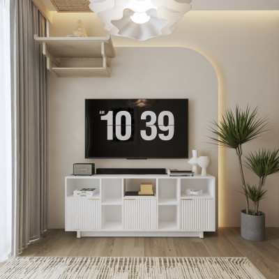 HAPPY FURNITURE , Kệ TV 3 cửa mở - NAMI, KTV_073 , 160cm x 30cm x 66cm DxRxC
