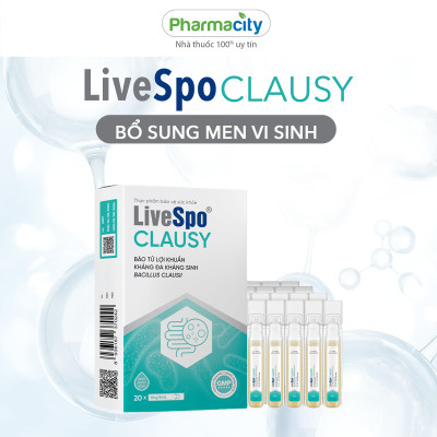 Dung dịch LIVESPO Clausy bổ sung men vi sinh giúp cân bằng hệ vi sinh đường ruột (Hộp 20 ống)