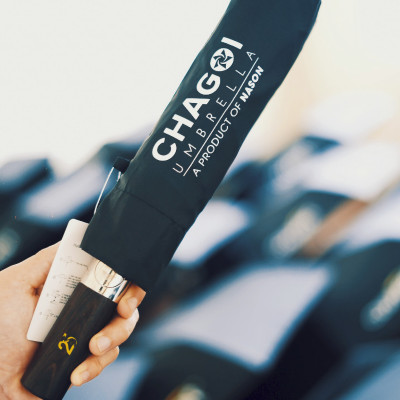 Dù tự động gấp gọn Nason Umbrella Chagoi cán gỗ hiếm, khắc tên, logo dát vàng, dù gấp gọn che nắng che mưa chống tia UV 