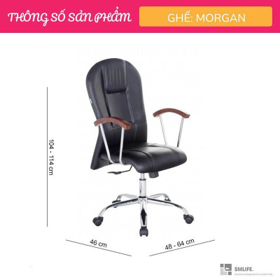 Ghế xoay văn phòng lưng trung rời bọc da SMLIFE Morgan