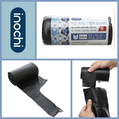 Lô 4 cuộn túi rác tiện dụng Inochi - Soji : 25 Lít (54 x 70cm)