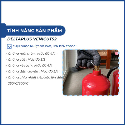 Găng tay Deltaplus Venicut52 chống cắt chịu được nhiệt độ cao nhập khẩu chính hãng (Pháp)