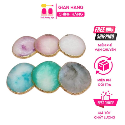 Khay Đá Pha Sơn Nhựa Cao Cấp, Đá Chụp Ảnh Nail, Đá Tán Bột Vẽ Gel, Miếng Pha Mực, 6 Màu Ngẫu Nhiên Làm Nail Tiện Lợi Nữ Women